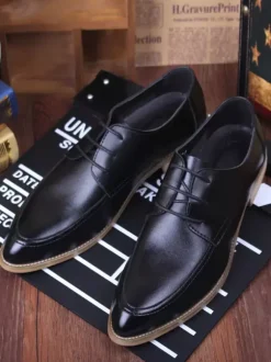 Chaussures habillées pour hommes Chaussures Derby à bout pointu en cuir à lacets ouverts de qualité pour hommes
