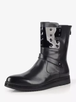 Chaussures Homme Bottes de Travail Bottines Cuir de Vachette Chic Noir Verni
