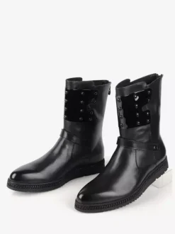 Chaussures Homme Bottes de Travail Bottines Cuir de Vachette Chic Noir Verni