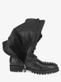 Chaussures Homme Bottes de Travail Rivet Bottines Cuir de Vachette Classique Noir