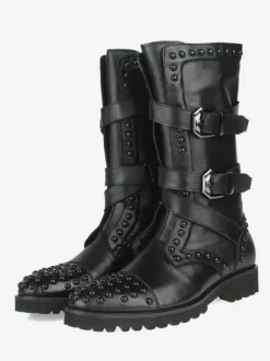 Chaussures Homme Bottes de Travail Rivet Bottines Cuir de Vachette Classique Noir