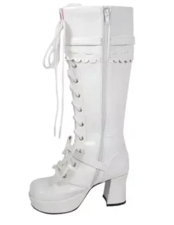 Chaussures Lolita Bottes à talons épais avec lacet et n艙uds Déguisements Halloween