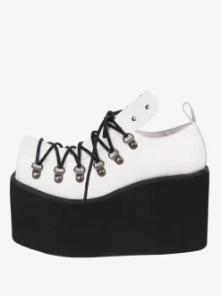 Chaussures Lolita gothiques 艗illets blancs Escarpins Lolita à talons compensés en cuir PU