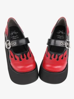 Chaussures Lolita gothiques Escarpins Lolita en cuir PU à lacets noirs