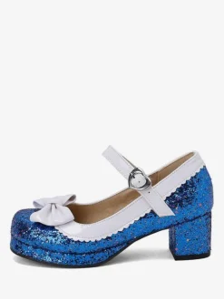 Chaussures Lolita Mignonne Paillettes Bout rond Chaussures Lolita en cuir PU