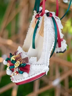 Chaussures Lolita style ROCOCO bleu ciel clair blocs de couleurs n艙uds dentelle volants bout rond escarpins Lolita en cuir PU