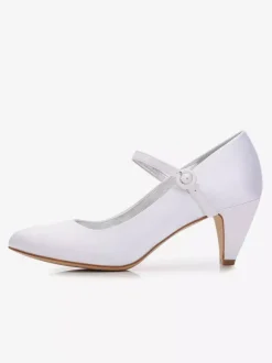 Chaussures mariée à talon carré à bout rond escarpins femme