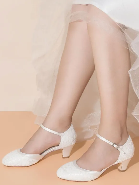 Chaussures mariée talon carré boucle réglable