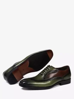Chaussures Oxford à bout pointu pour hommes style britannique en cuir véritable
