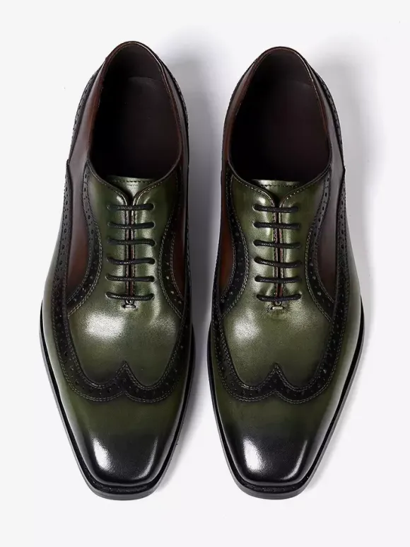 Chaussures Oxford à bout pointu pour hommes style britannique en cuir véritable