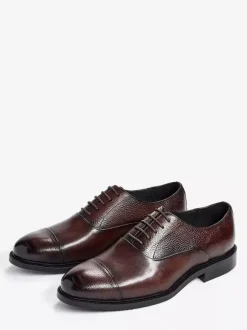 Chaussures Oxford à bout rond pour homme en cuir véritable à bout droit et formelles
