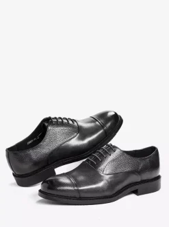 Chaussures Oxford à bout rond pour homme en cuir véritable à bout droit et formelles