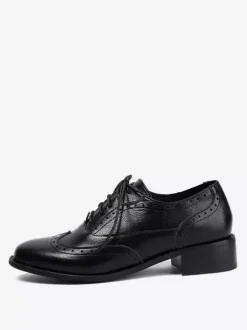 Chaussures Oxford pour femmes bout rond lacets décontractées