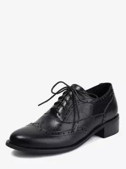 Chaussures Oxford pour femmes bout rond lacets décontractées