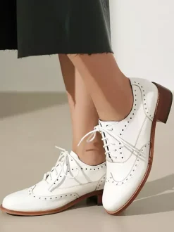 Chaussures Oxford pour femmes bout rond lacets décontractées