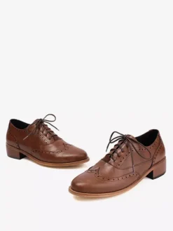 Chaussures Oxford pour femmes bout rond lacets décontractées