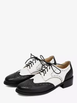 Chaussures Oxford pour femmes bout rond lacets décontractées