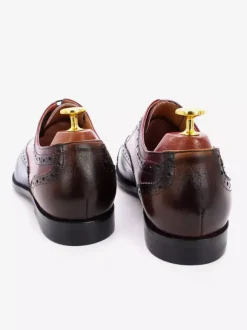 Chaussures richelieu à lacets pour homme en cuir véritable à blocs de couleurs