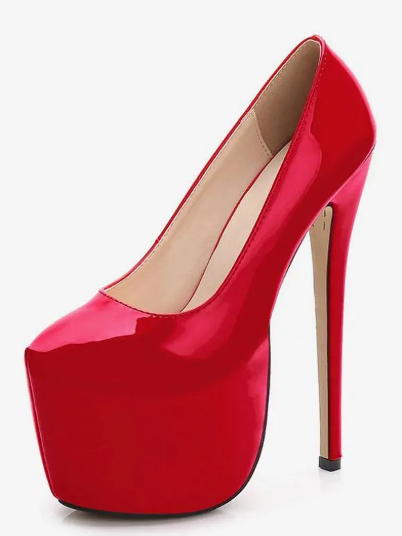 Chaussures sexy femme talon haut plateforme rouge
