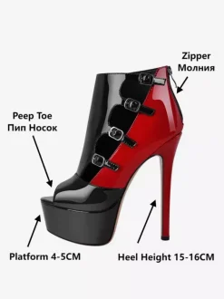 Chaussures sexy pour femmes bout ouvert plateforme boucle talons vertigineux style strip-teaseuse