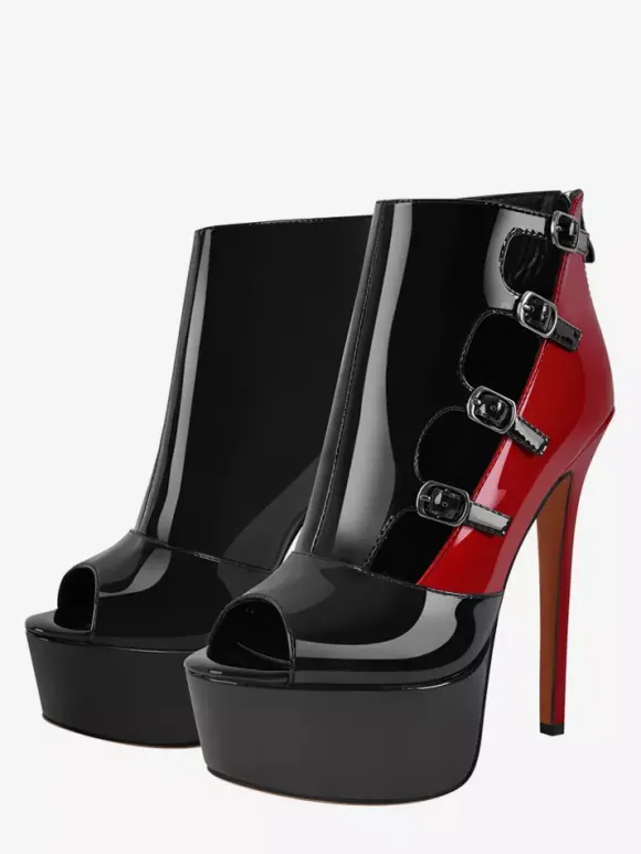 Chaussures sexy pour femmes bout ouvert plateforme boucle talons vertigineux style strip-teaseuse