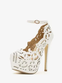 Chaussures vintage femme talon haut plateforme boucle réglable