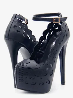 Chaussures vintage femme talon haut plateforme boucle réglable