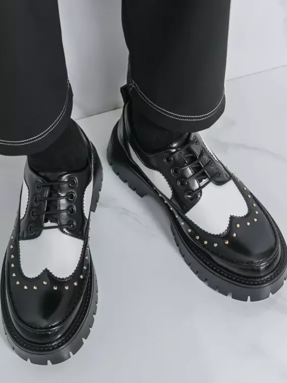 Chaussures décontractées pour hommes bout rond à lacets