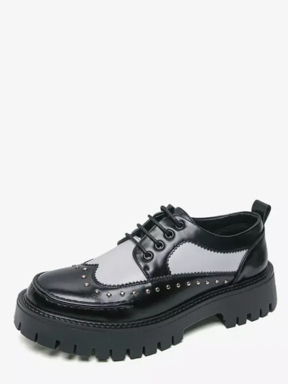 Chaussures décontractées pour hommes bout rond à lacets