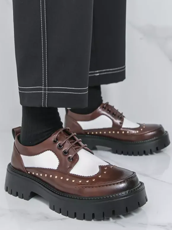 Chaussures décontractées pour hommes bout rond à lacets