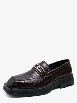 Chaussures de bal noires pour hommes bout rond motif pierre détails métalliques