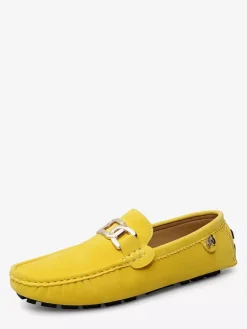 Chaussures de conduite pour hommes bout rond détails métalliques chaussures décontractées à enfiler