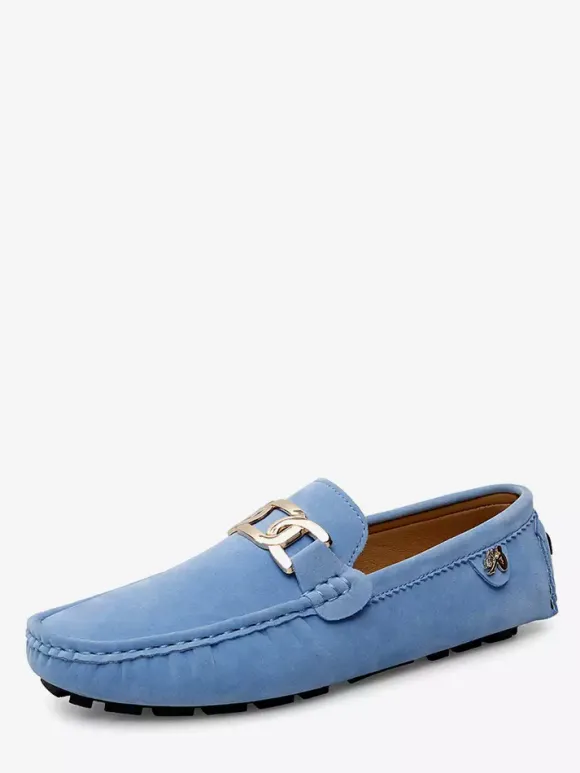 Chaussures de conduite pour hommes bout rond détails métalliques chaussures décontractées à enfiler