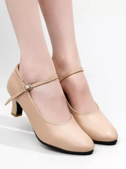 Chaussures de danse de salon pour femmes modèle Mary Jane à bout rond