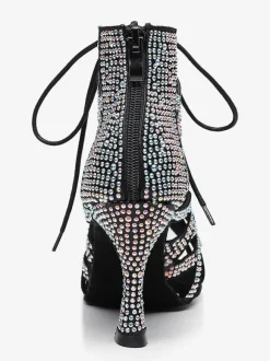 Chaussures de Danse Femme à Talons Hauts en Paillettes à Lacets Bicolores