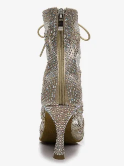 Chaussures de Danse Femme à Talons Hauts en Paillettes à Lacets Bicolores