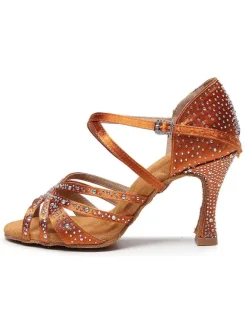Chaussures de Danse Femme à Talons Hauts en Paillettes à Lacets Bicolores