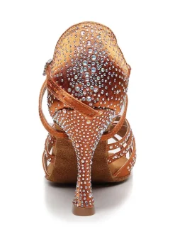 Chaussures de Danse Femme à Talons Hauts en Paillettes à Lacets Bicolores