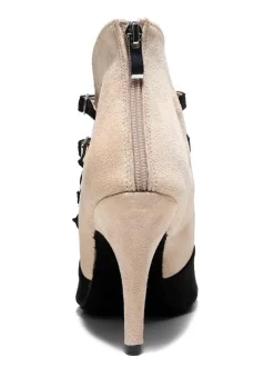 Chaussures de Danse Femme à Talons Hauts avec Bout Ouvert Bicolores