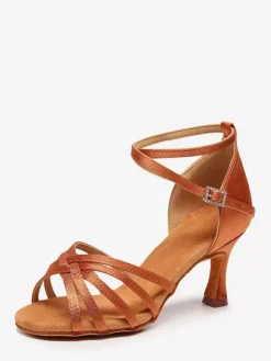 Chaussures de danse latine couleur chair à bout ouvert pour femmes