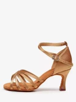 Chaussures de danse latine couleur chair à bout ouvert pour femmes