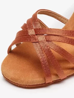 Chaussures de danse latine couleur chair à bout ouvert pour femmes