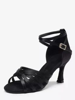 Chaussures de danse latine couleur chair à bout ouvert pour femmes