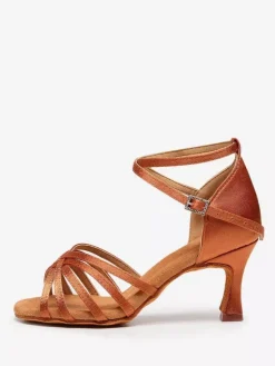 Chaussures de danse latine couleur chair à bout ouvert pour femmes