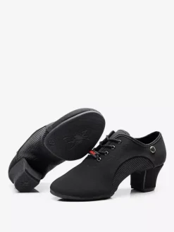 Chaussures de danse latine en polyester noir à bout fermé pour femmes