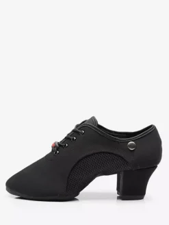 Chaussures de danse latine en polyester noir à bout fermé pour femmes