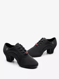 Chaussures de danse latine en polyester noir à bout fermé pour femmes