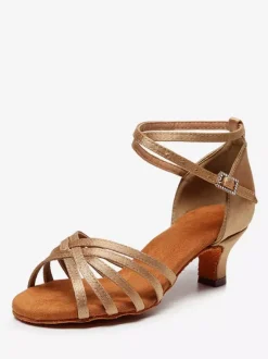 Chaussures de danse latine noires à bout ouvert pour femmes