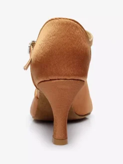 Chaussures de danse latine Satin talons Abricot Peep Toe Ballroom Chaussures de danse