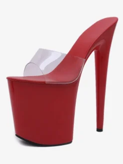 Chaussures De Danse Pole Sexy Sandales Rouges Plates-Formes À Bout Ouvert Talons Hauts